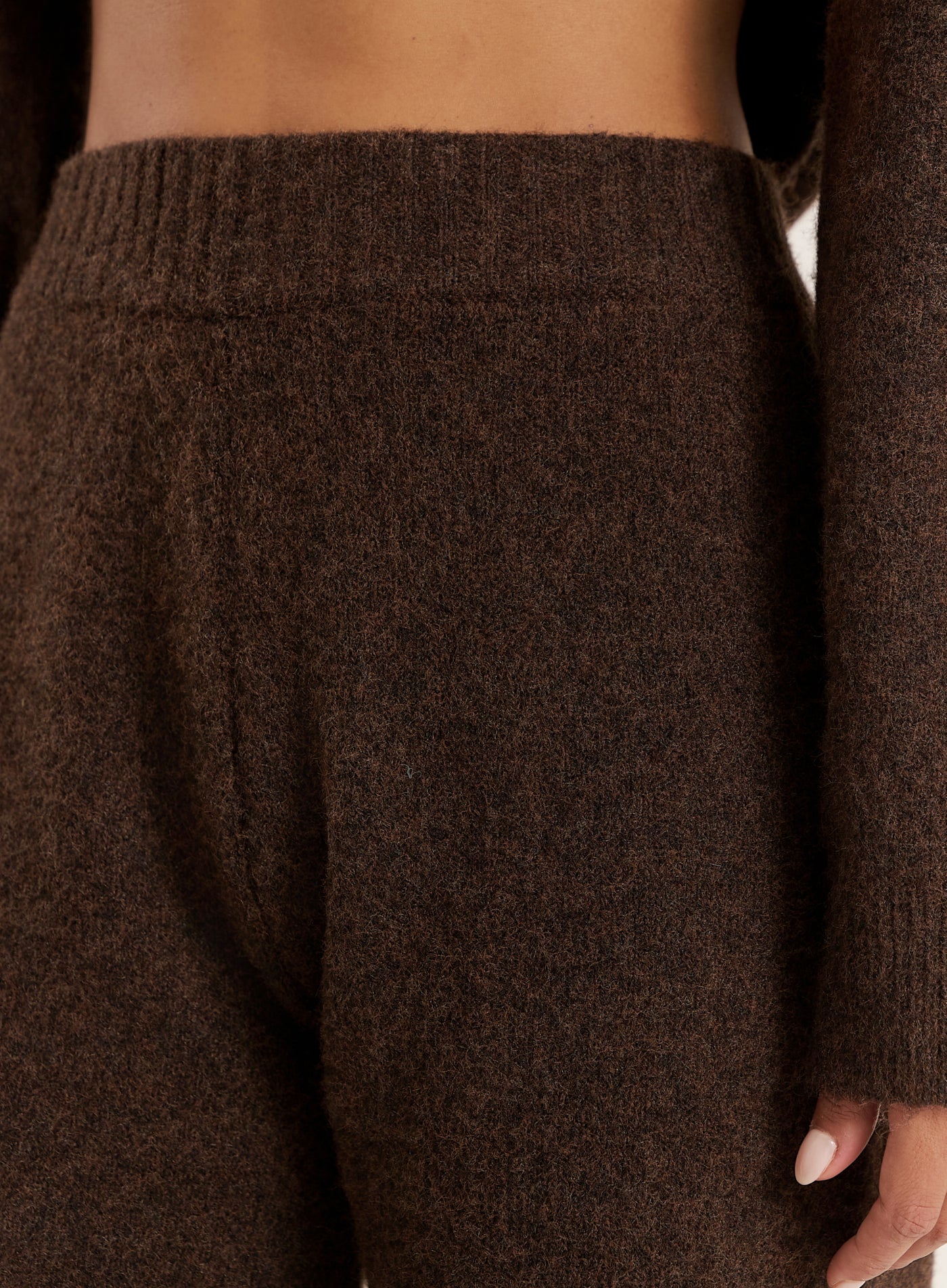 Chocolate Knitted Straight Leg Trousers